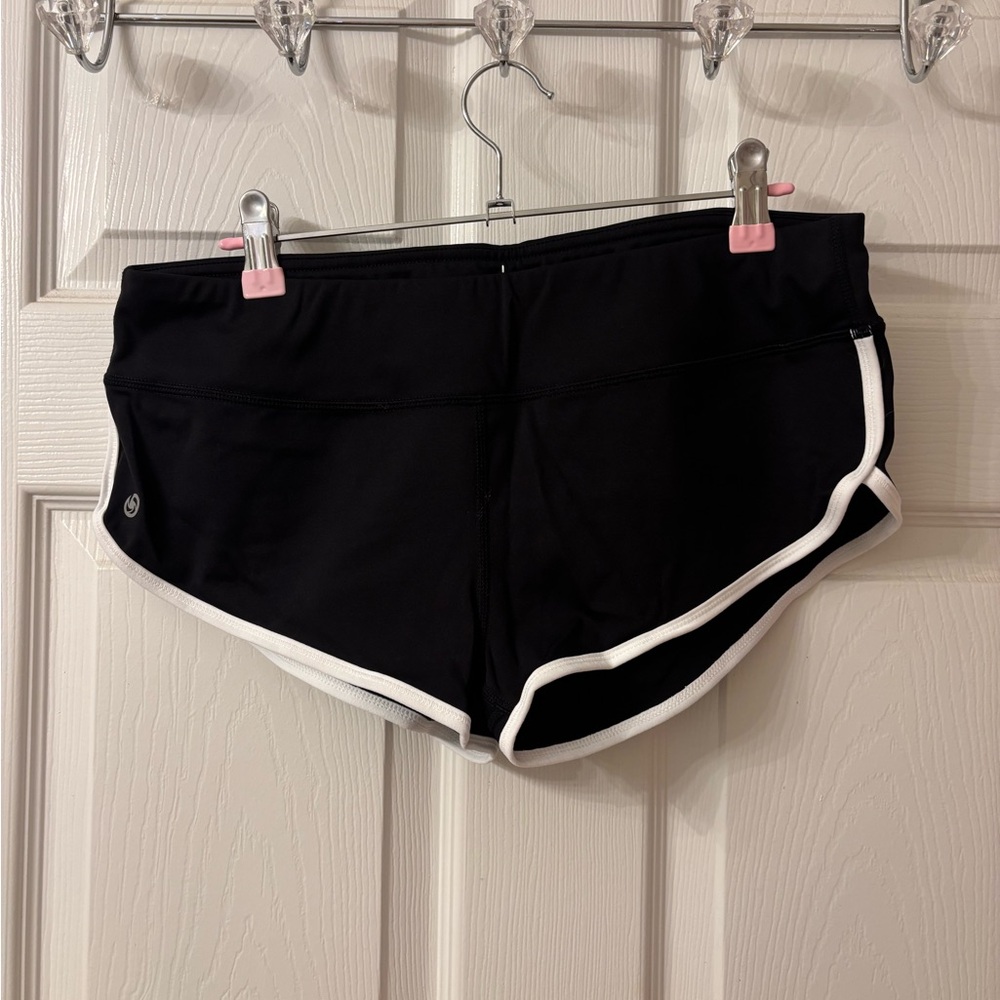 Black Athletic Shorts with White Trim - Women's Athletic Shorts